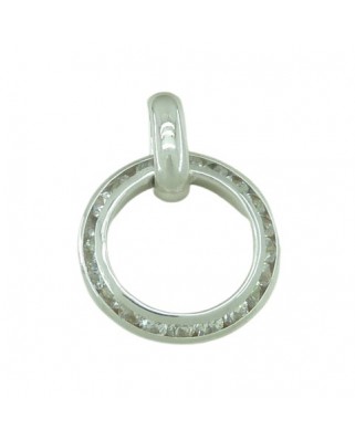 COLGANTE ORO BLANCO REDONDO CON CIRCONITAS 12MM