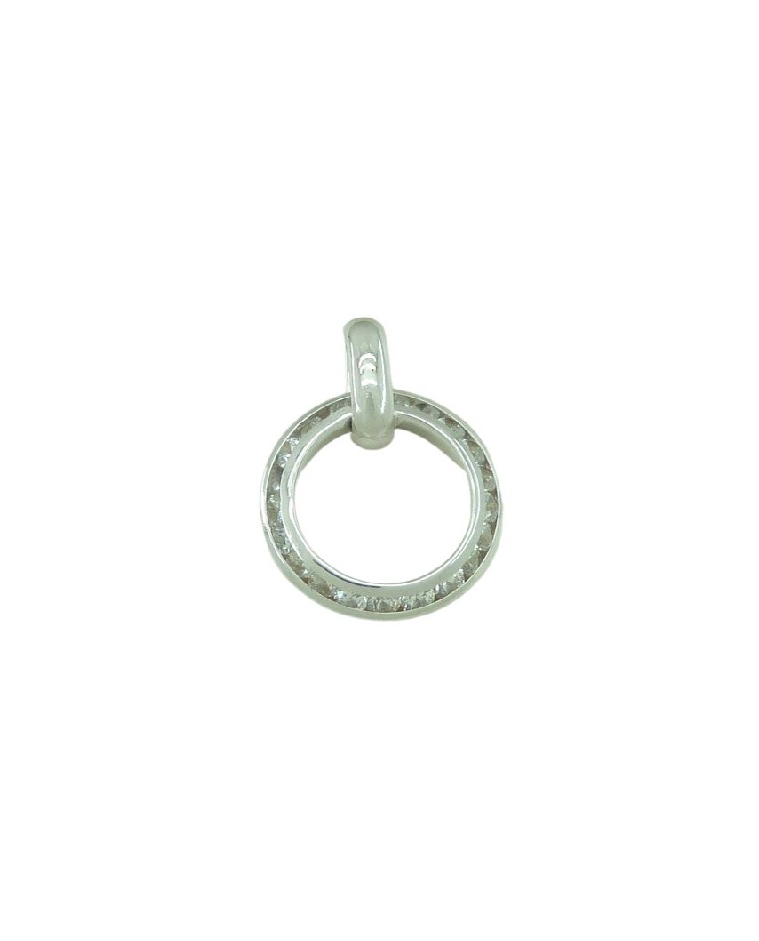 COLGANTE ORO BLANCO REDONDO CON CIRCONITAS 12MM