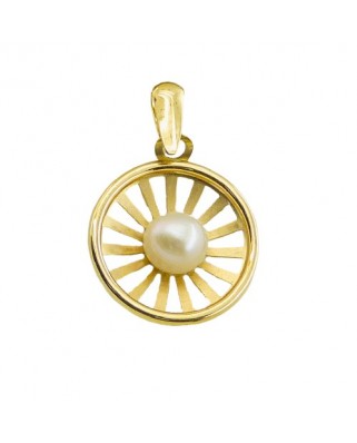 COLGANTE REDONDO CALADO 13MM PERLA 4MM