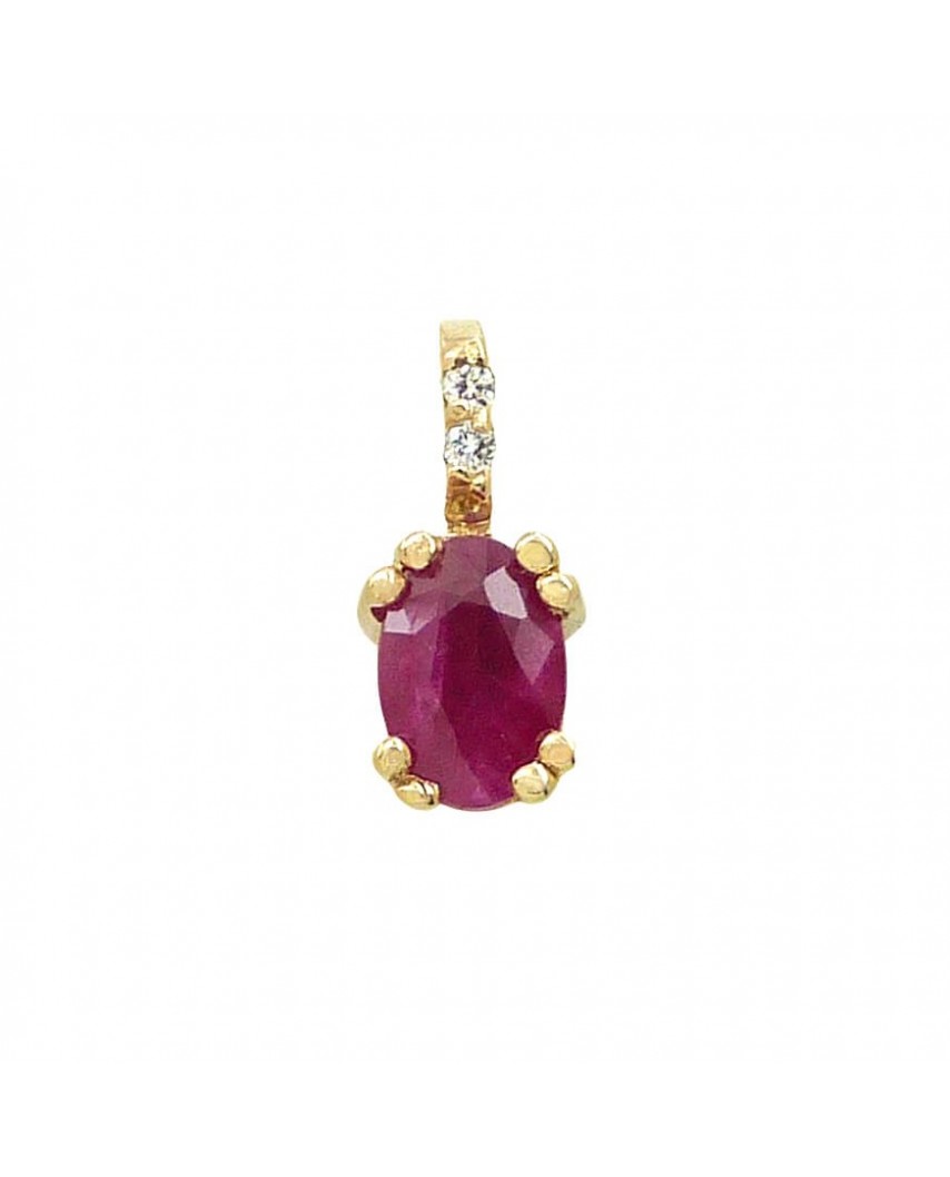 COLGANTE RUBI OVAL 6x4MM 8 BRILLANTES 1MM H-SI 0.05 CT
