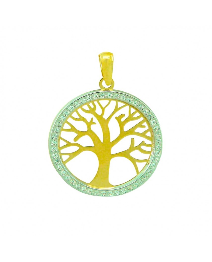 COLGANTE ÁRBOL DE LA VIDA BICOLOR  CIRCONITAS. 13MM