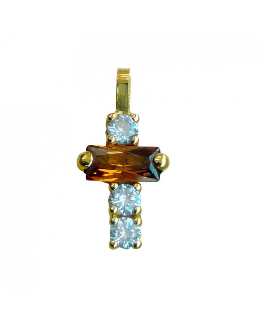 CRUZ 10x5MM PIEDRAS BAGUETTE 6x3 MARRON