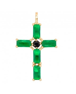 CRUZ 30x18MM PIEDRAS BAGUETTE 8x3MM COLOR ESMERALDA