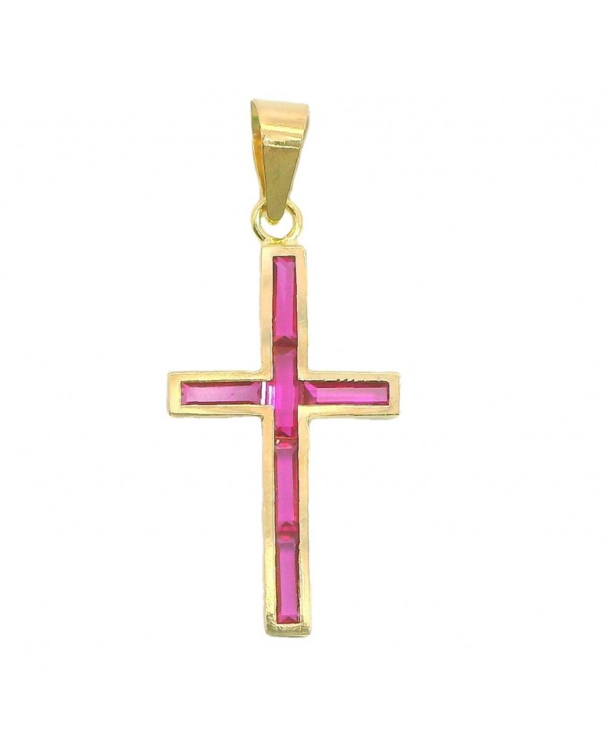 CRUZ 6 BARRETA 4x1.5MM COLOR RUBI 19X10MM