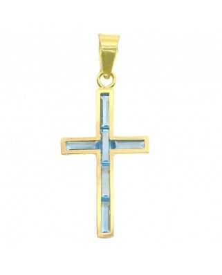 CRUZ 6 BARRETA PIEDRAS COLOR AGUAMARINA 4x1.5MM 19X10MM