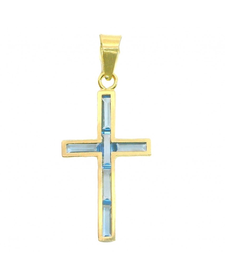 CRUZ 6 BARRETA PIEDRAS COLOR AGUAMARINA 4x1.5MM 19X10MM