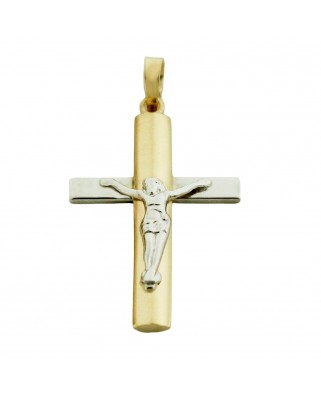 CRUZ BICOLOR CON CRISTO 29x17MM.