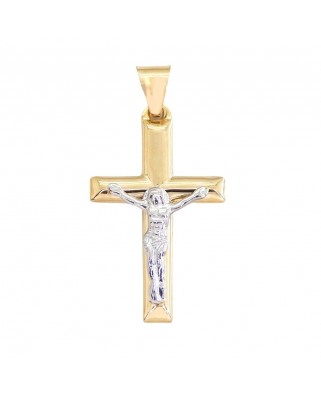CRUZ CON CRISTO 32x19MM.BICOLOR