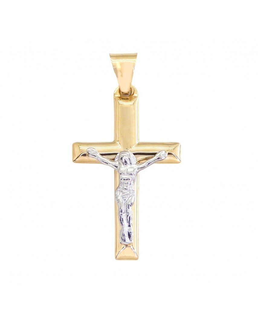 CRUZ CON CRISTO 32x19MM.BICOLOR