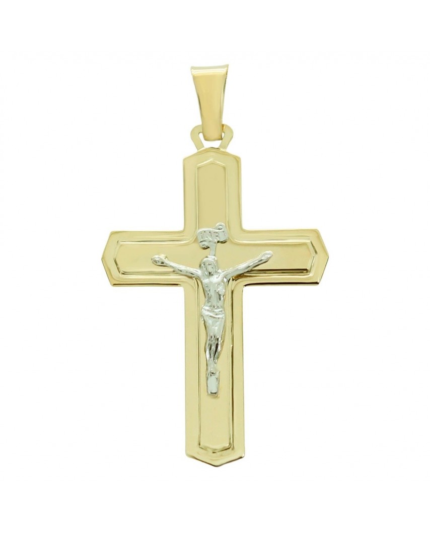 CRUZ CON CRISTO 37x24MM BICOLOR