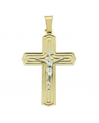 CRUZ CON CRISTO 37x24MM.BICOLOR