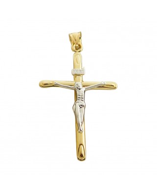 CRUZ CON CRISTO 45x27MM.BICOLOR
