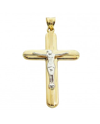 CRUZ CON CRISTO 47x27MM.BICOLOR.