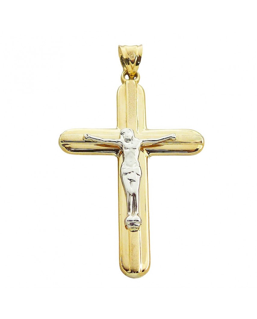 CRUZ CON CRISTO 47x27MM.BICOLOR.