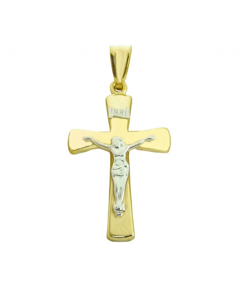 CRUZ CON CRISTO BICOLOR 28x17MM