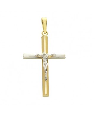 CRUZ CON CRISTO BICOLOR 28x17MM