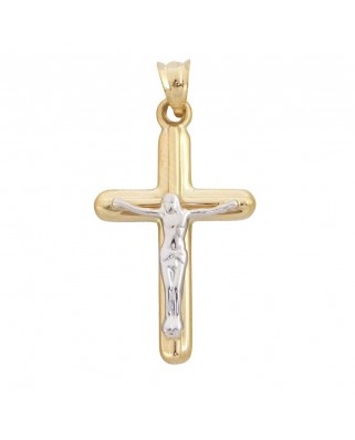 CRUZ CON CRISTO BICOLOR 28x17MM.