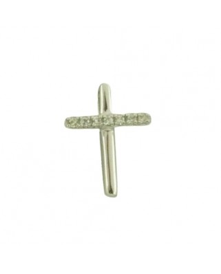 CRUZ ORO BLANCO 10x13MM 7 BRILLANTES 0.022 CT TW H-SI