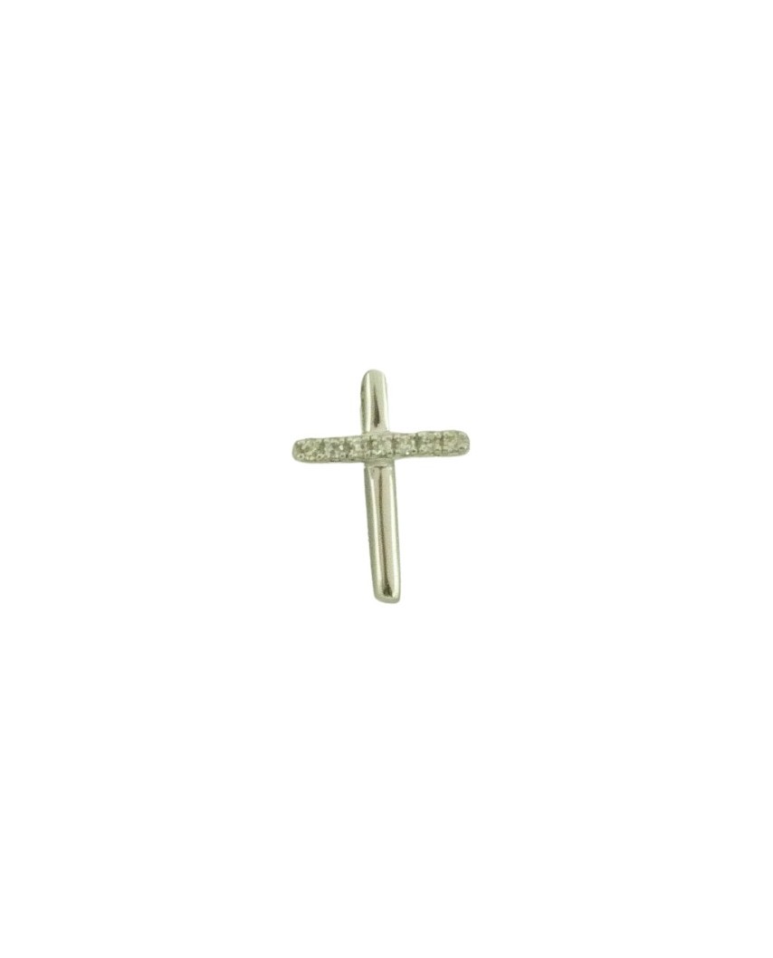 CRUZ ORO BLANCO 10x13MM 7 BRILLANTES 0.022 CT TW H-SI