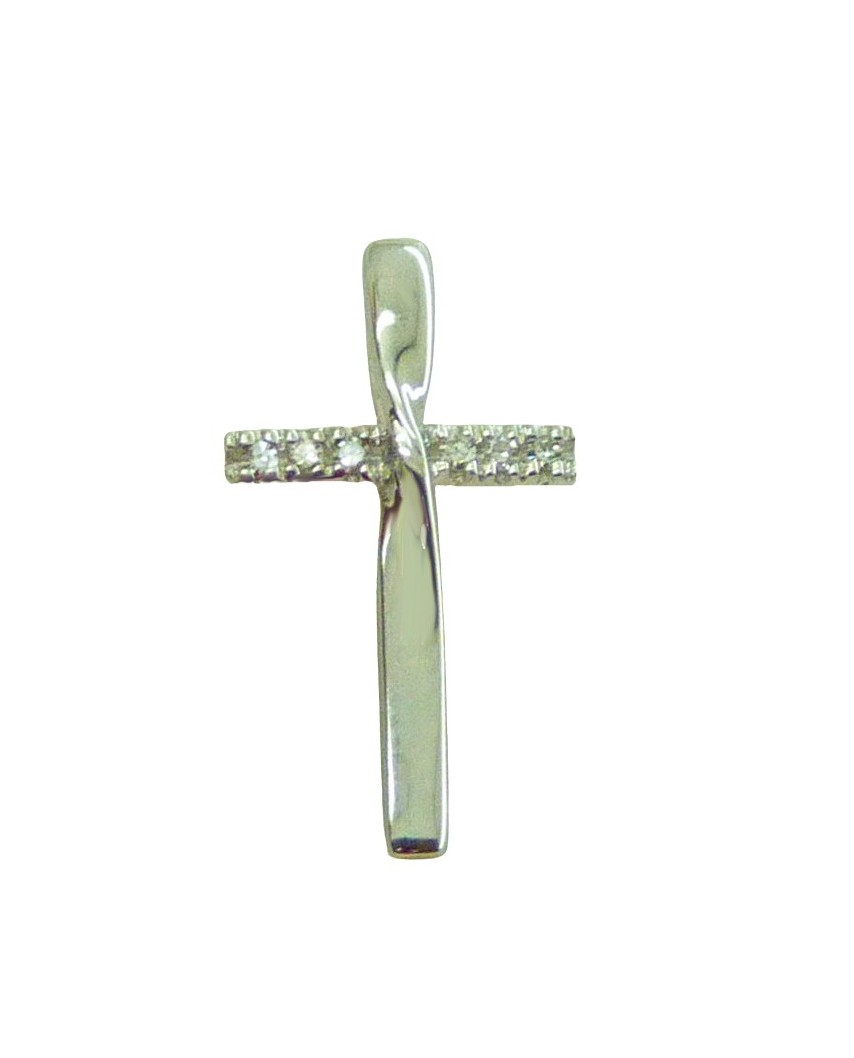 CRUZ ORO BLANCO 14x13MM 6BRILLANTES 0.018 CT TW H-SI