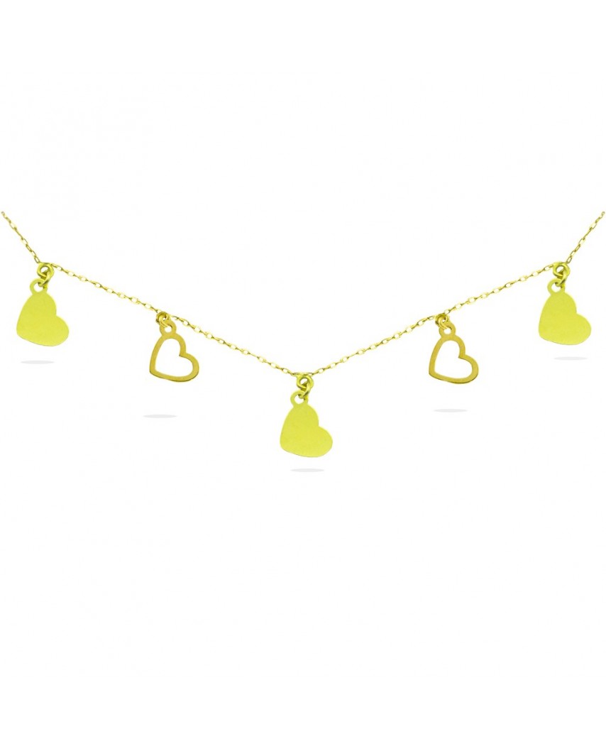 GARGANTILLA 2 CORAZONES CALADOS Y TRES LISOS DE 6MM.