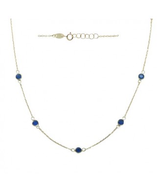 GARGANTILLA 5 PIEDRAS 4MM CUARZO AZUL 45CM