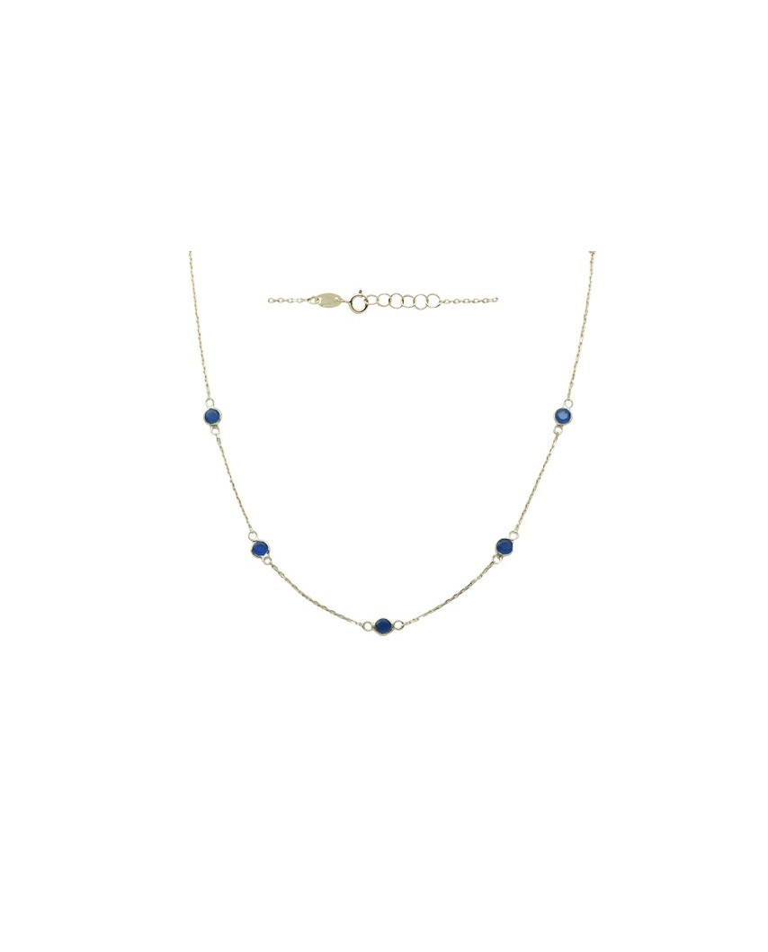 GARGANTILLA 5 PIEDRAS 4MM CUARZO AZUL 45CM