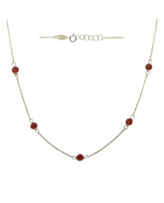 GARGANTILLA 5 PIEDRAS 4MM CUARZO ROJO 45CM