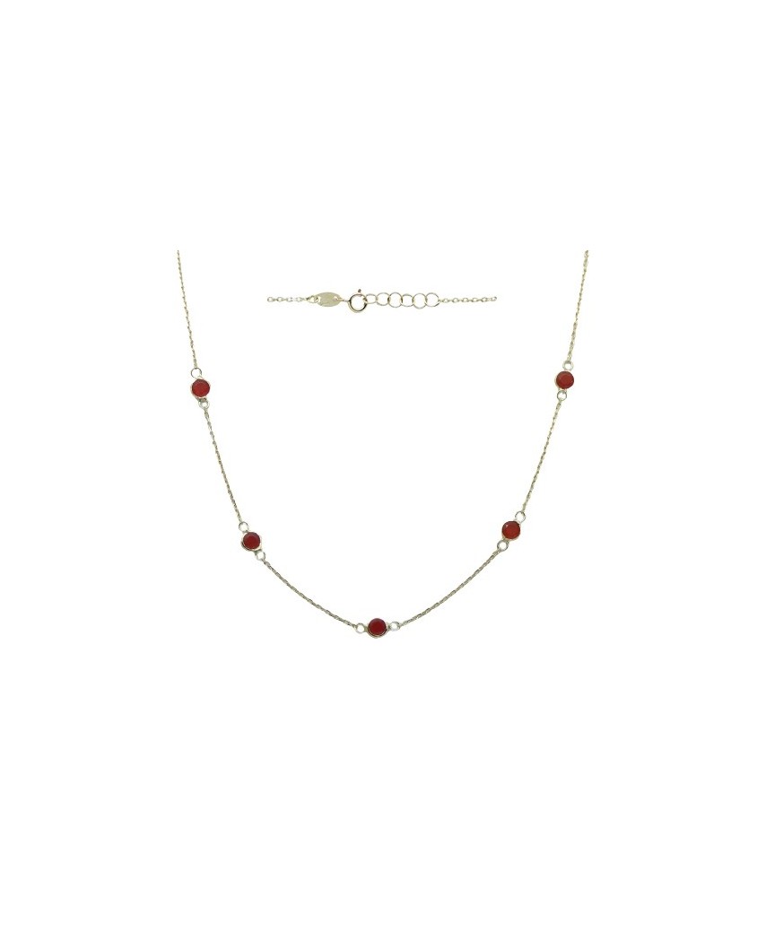 GARGANTILLA 5 PIEDRAS 4MM CUARZO ROJO 45CM