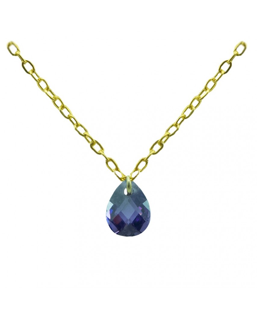 GARGANTILLA CIRCONITA PERA 7x5MM COLOR AMATISTA.45CM.