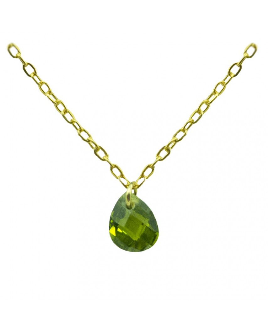 GARGANTILLA CIRCONITA PERA 7x5MM COLOR OLIVINA