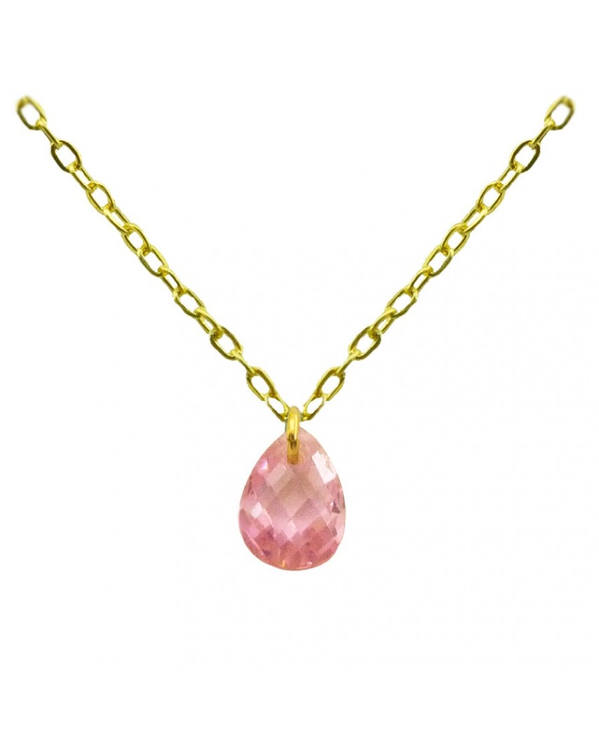 GARGANTILLA CIRCONITA PERA 7x5MM COLOR ROSA