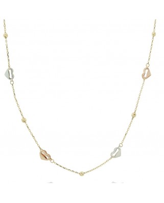 GARGANTILLA CORAZONES ORO BLANCO Y ROSA.