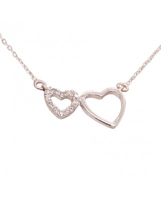 GARGANTILLA DOBLE CORAZON 12MM CON BRILLANTES  12/0.03 H-SI