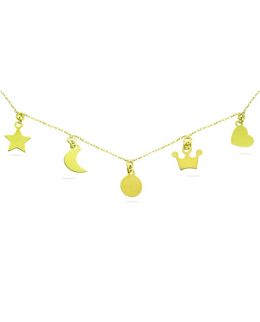 GARGANTILLA ESTRELLA-LUNA-DISCO-CORONA-CORAZON