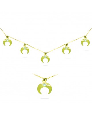 GARGANTILLA MEDIAS LUNAS CIRCONITAS 7MM 45CM.