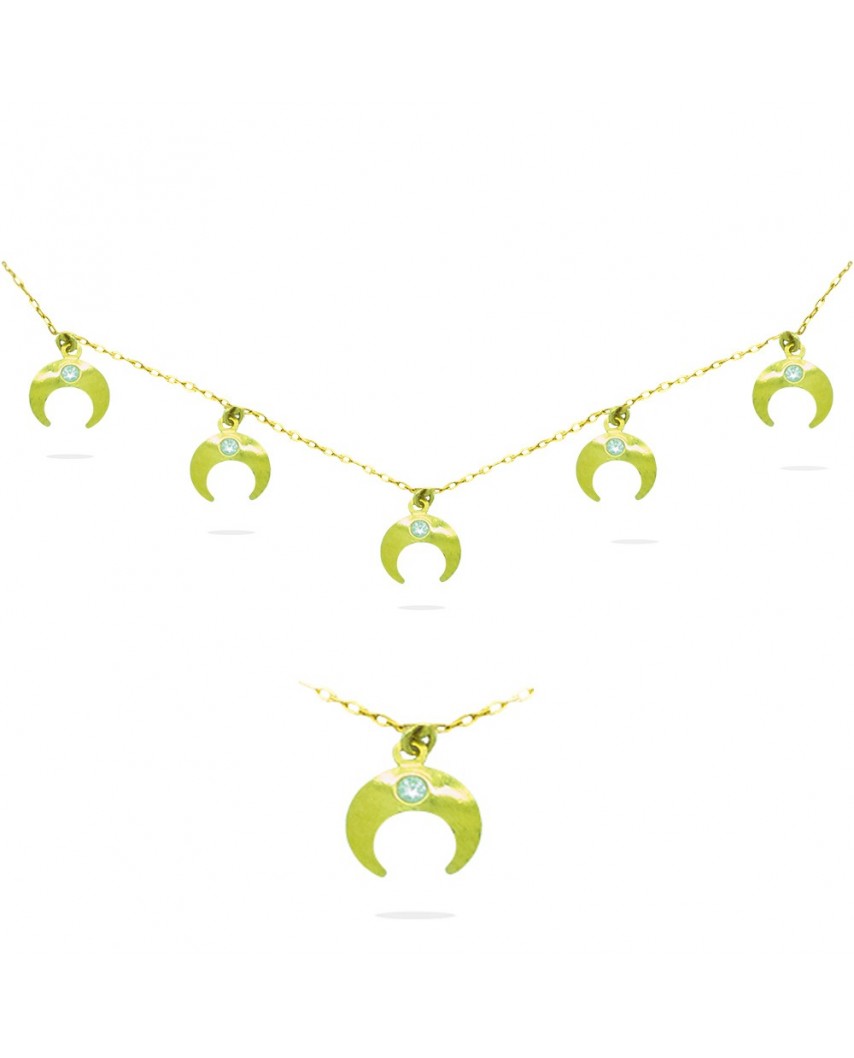 GARGANTILLA MEDIAS LUNAS CIRCONITAS 7MM 45CM.