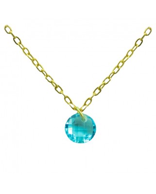 GARGANTILLA REDONDA 5MM COLOR AGUA MARINA.CADENA 45CM