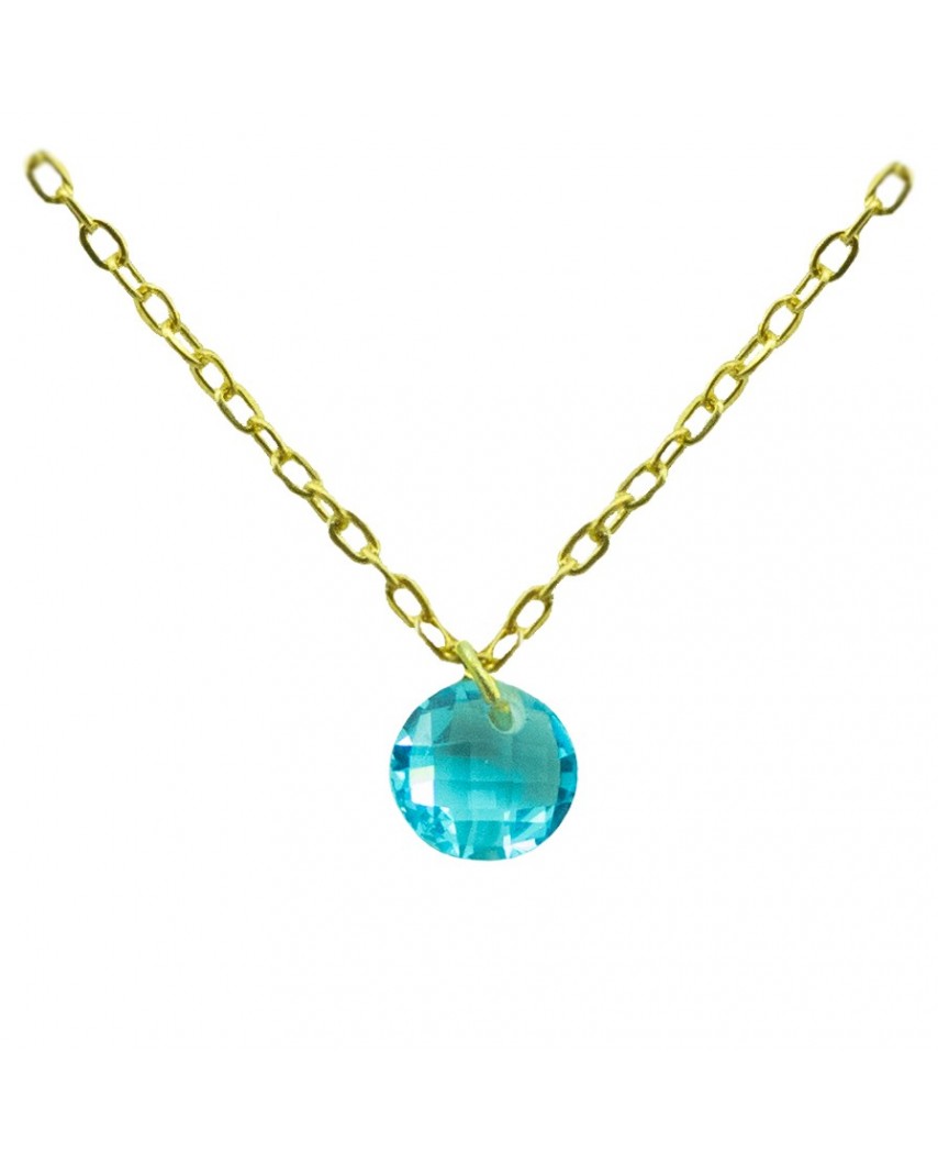 GARGANTILLA REDONDA 5MM COLOR AGUA MARINA.CADENA 45CM