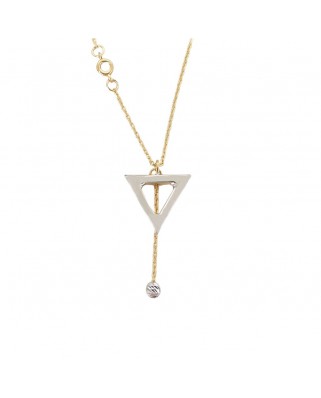 GARGANTILLA TRIANGULO Y BOLA ORO BLANCO.