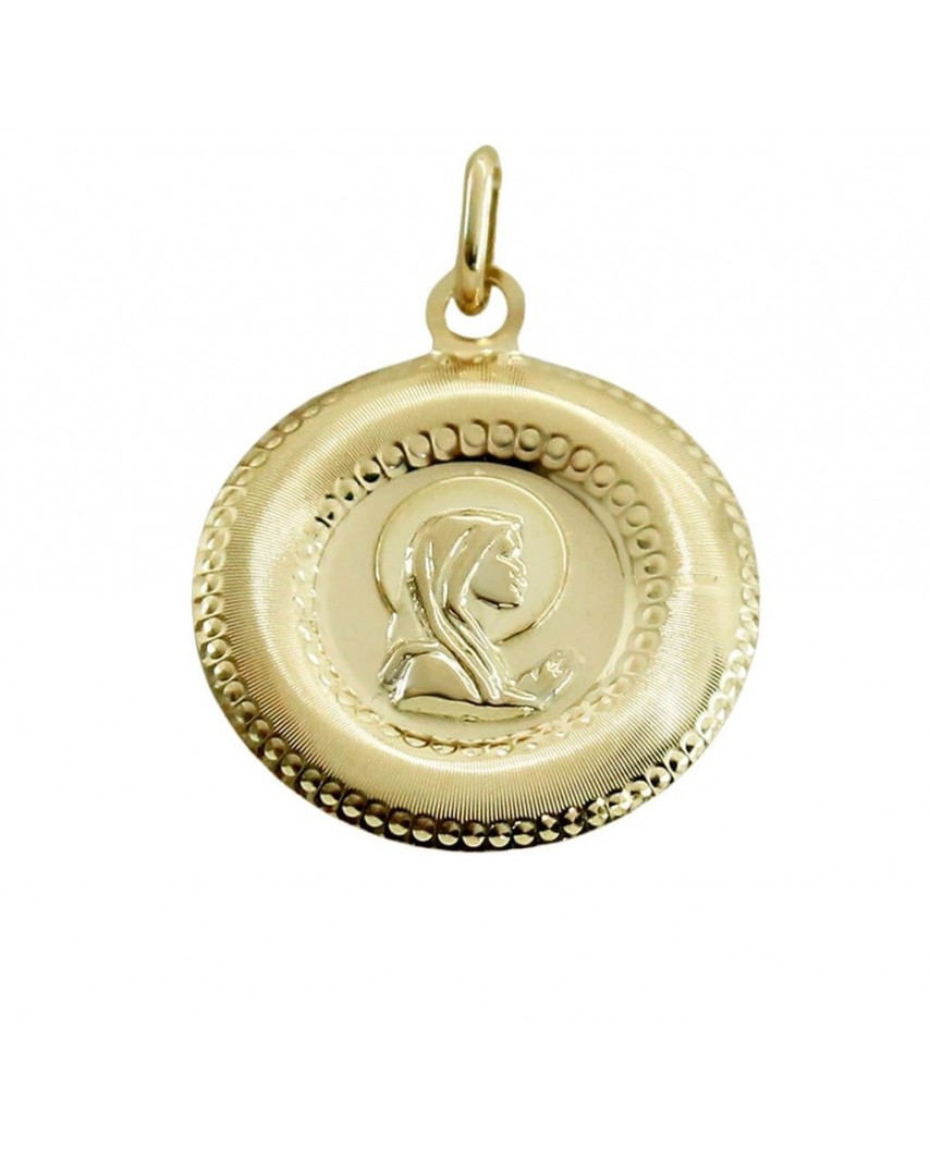 MEDALLA REDONDA CON RELIEVE VIRGEN NIÑA 22MM