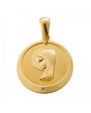 MEDALLA REDONDA VIRGEN NIÑA  ARENADA 15MM .