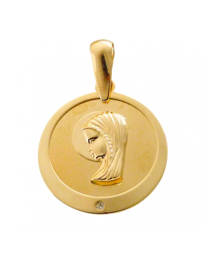 MEDALLA REDONDA VIRGEN NIÑA  ARENADA 15MM .