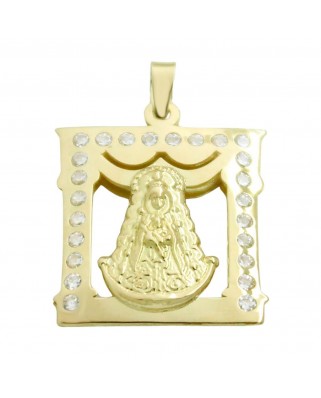 MEDALLA VIRGEN DEL ROCIO CUADRADA 18x16MM