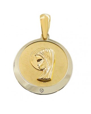 MEDALLA VIRGEN NIÑA ARENADA 15MM BICOLOR