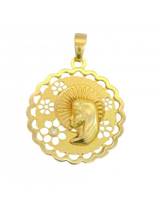 MEDALLA VIRGEN NIÑA CALADA 17 MM  REDONDA