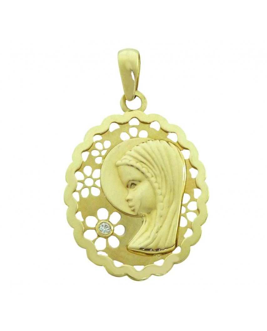 MEDALLA VIRGEN NIÑA CALADA 18 MM AMARILLA