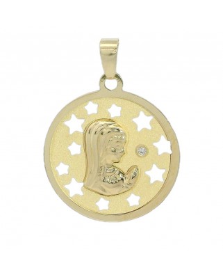 MEDALLA VIRGEN NIÑA CALADA ESTRELLAS  18 MM