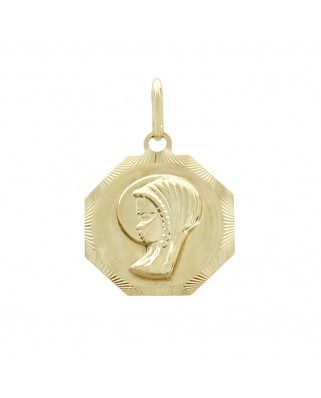MEDALLA VIRGEN NIÑA OCTOGONAL TALLADA 15MM