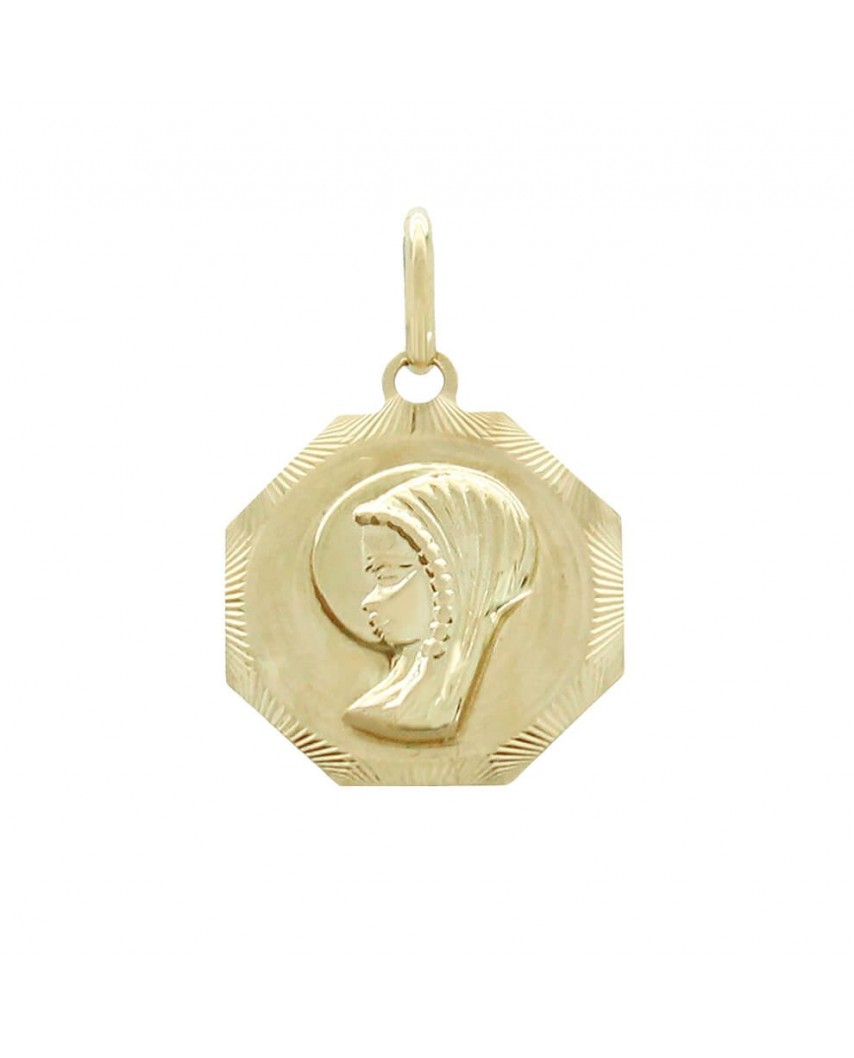 MEDALLA VIRGEN NIÑA OCTOGONAL TALLADA 15MM